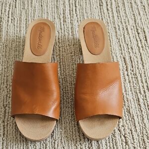 Madewell Women's Tan Leather Slide Sandals